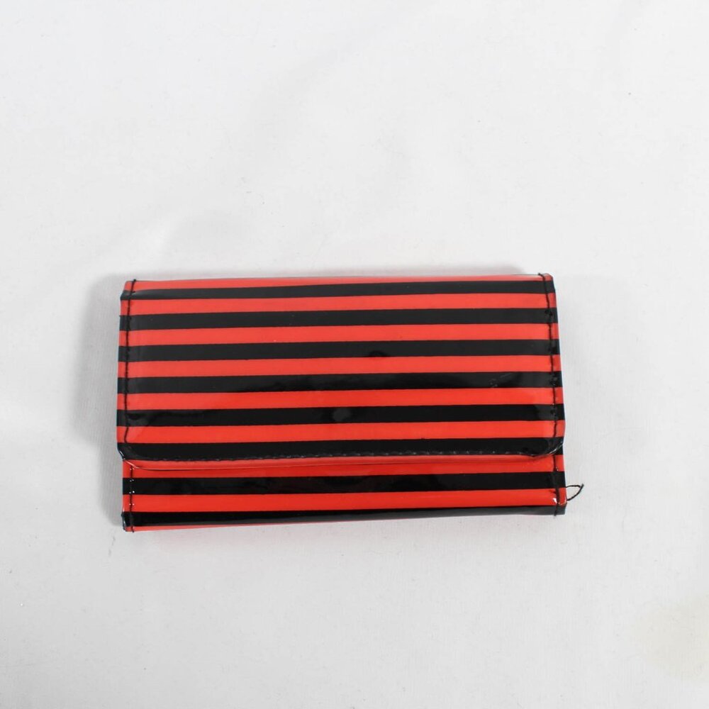 Goth Punk Vinyl Trifold Wallet - Black & Red/Blood Orange Stripe, Fair Condition
